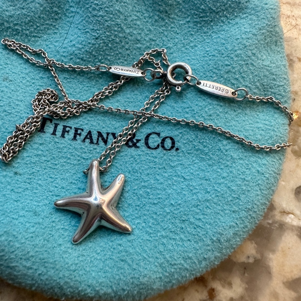 Authentic Tiffany & Co. sterling silver starfish 16” necklace